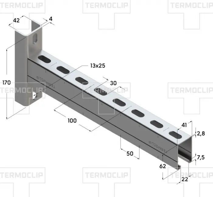Консоль седельная 41 х 62 х 2,5 мм HZn H