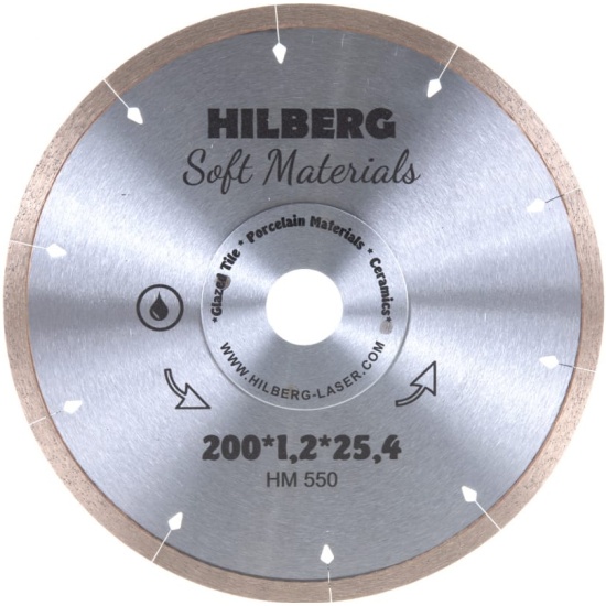 Диск алмазный по плитке для станков, отрезной 200*25,4, Hilberg Hyper Thin, 1,2 mm, HM550