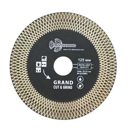 Диск алмазный по плитке для УШМ,  отрезной 125*22,23. Турбо серия Grand Cut and Grind, GCG002