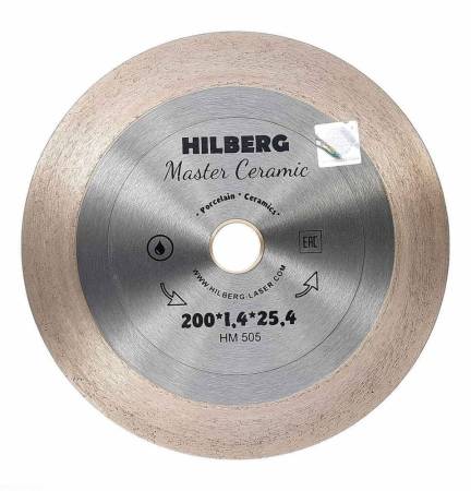 Диск алмазный по плитке для станков, отрезной 200*25,4, Hilberg Master Сeramic, HM505