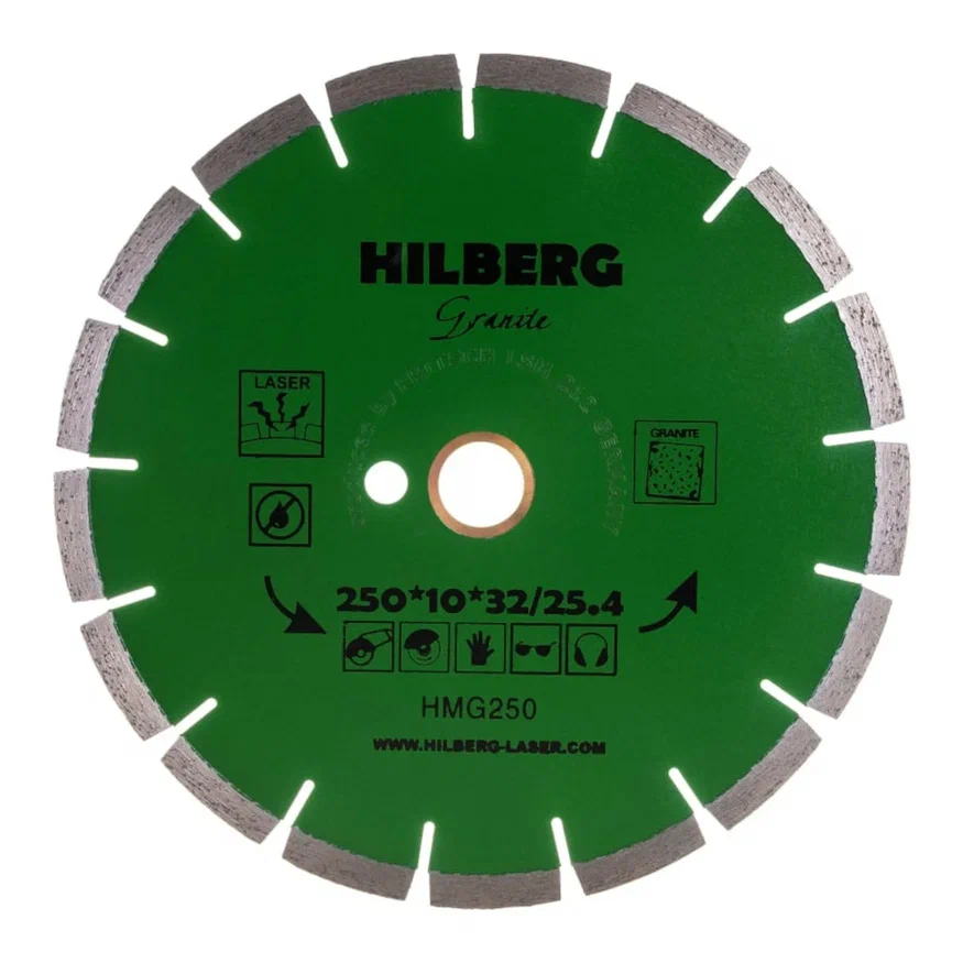 Диск алмазный по камню для станков, отрезной 250*32/25,4*10, Hilberg Гранит Лазер, HMG250