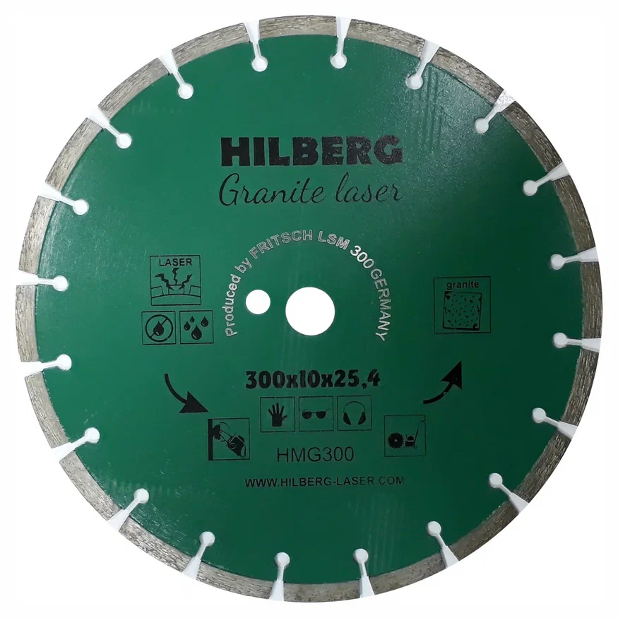 Диск алмазный по камню для станков, отрезной 300*25,4*10, Hilberg Гранит Лазер, HMG300