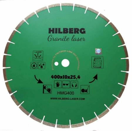 Диск алмазный по камню для станков, отрезной 400*25,4*10, Hilberg Гранит Лазер, HMG400