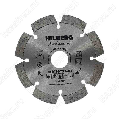 Диски алмазные по бетону для УШМ, отрезной 115*22,23 Hilberg Hard Materials Лазер, HM101