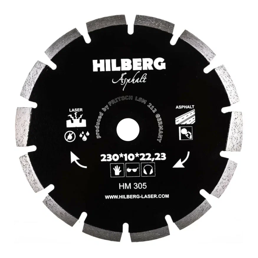Диски алмазные по бетону для УШМ, отрезной 230*22,23 Hilberg Hard Materials Лазер асфальт, HM305