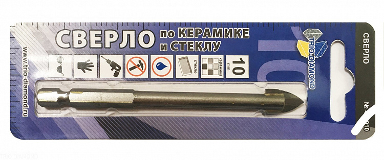 Сверло копьевидное по керамике и стеклу, 10 мм, Trio-Diamond, 430010