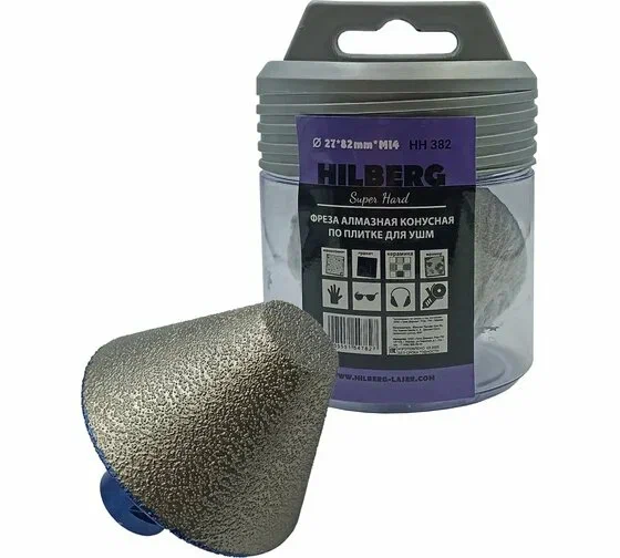 Фреза алмазная конусная по плитке Ø 27-82 мм, Hilberg Super Hard М14, HH382