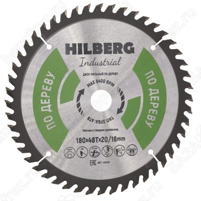 Диск пильный Hilberg Industrial Дерево 180*20/16*48Т, HW181