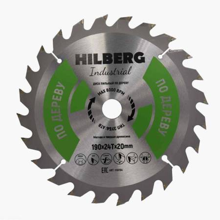Диск пильный Hilberg Industrial Дерево 190*20*24Т, HW194