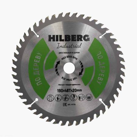 Диск пильный Hilberg Industrial Дерево 190*20*48Т, HW196