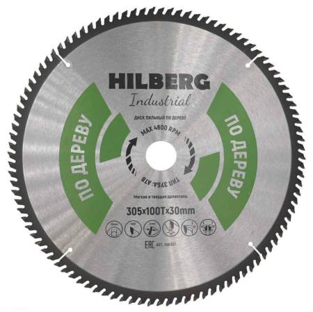 Диск пильный Hilberg Industrial Дерево 305*30*100Т, HW307