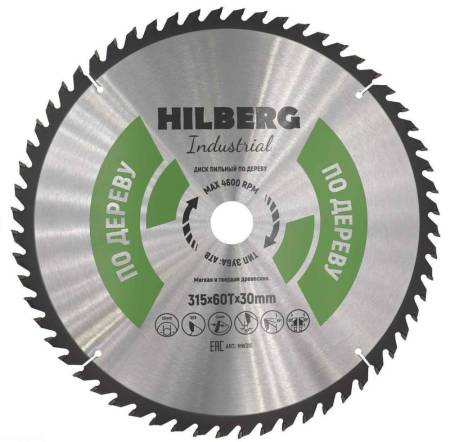 Диск пильный Hilberg Industrial Дерево 315*30*60Т, HW315