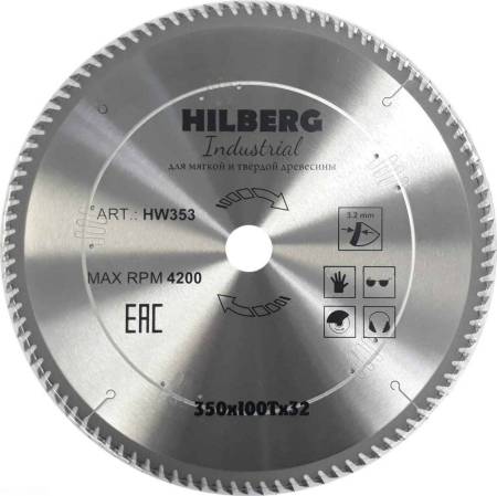 Диск пильный Hilberg Industrial Дерево 350*32*100Т, HW353