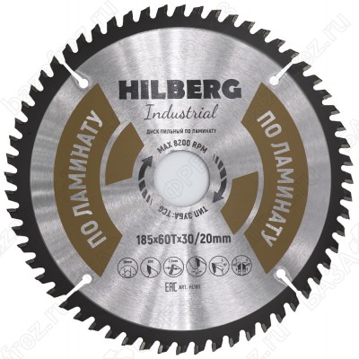 Диск пильный Hilberg Industrial Ламинат 185*30/20*60Т, HL185