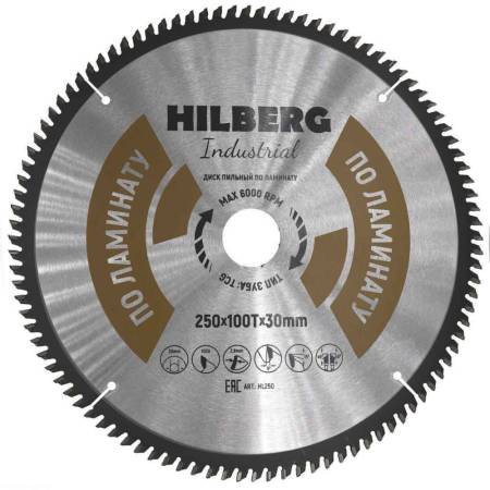 Диск пильный Hilberg Industrial Ламинат 250*30*100Т, HL250