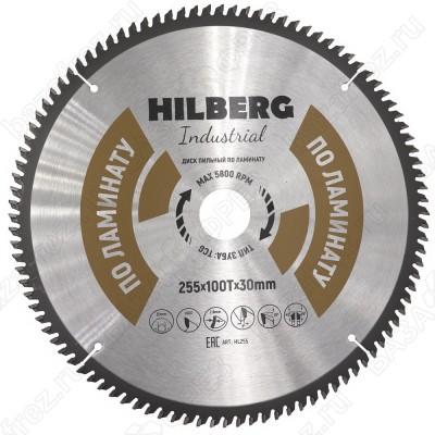Диск пильный Hilberg Industrial Ламинат 255*30*100Т, HL255