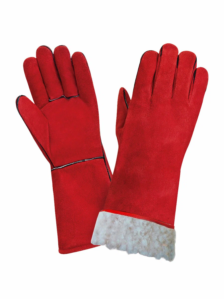 Краги красные утепленные (белый мех)