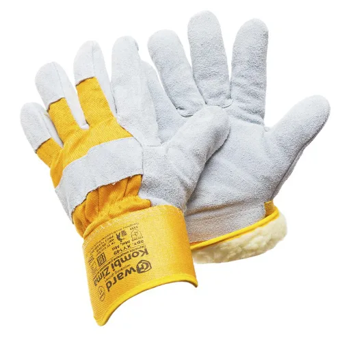 Перчатки спилковые комбинированные утепленные