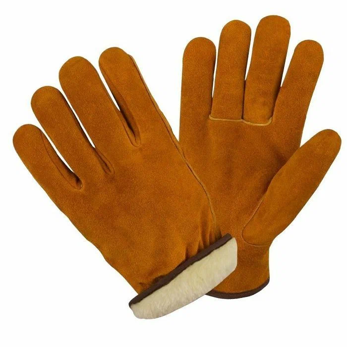 Перчатки цельноспилковые рыжие с резинкой  утепленные