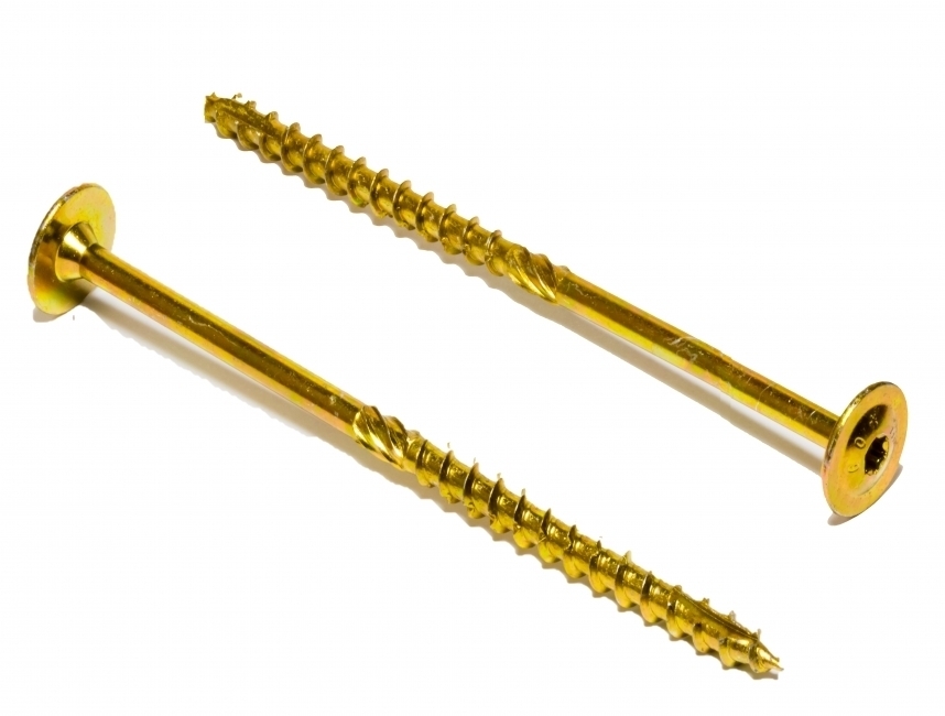 Саморез по дереву желтый тарельчатая голова Torx 30,  6,0 x 100 мм