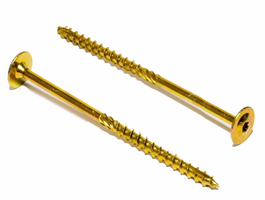 Саморез по дереву желтый тарельчатая голова Torx 30,  6,0 x 160 мм