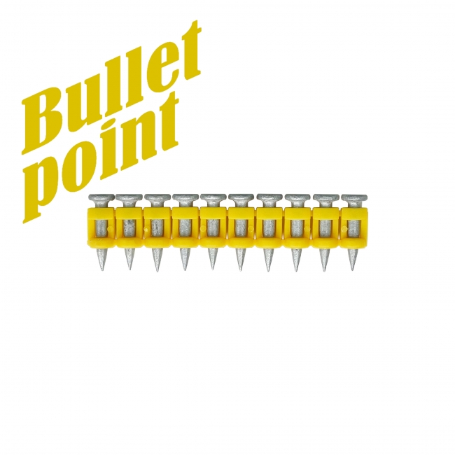 Усиленные дюбель-гвозди по бетону, металлу тип CN MG Bullet-Point17, усиленный с кованым острием, механическая гальванизация, 3,05 х 17 мм (1000шт)