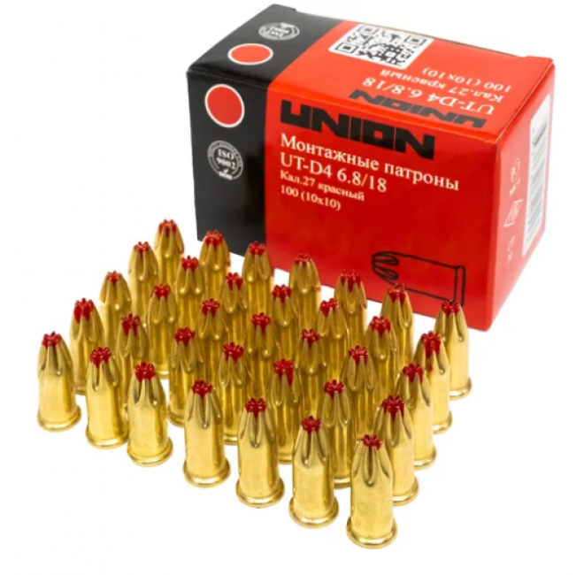 Патроны монтажные UNION UT-D4 6,8/18 красные (100 шт)