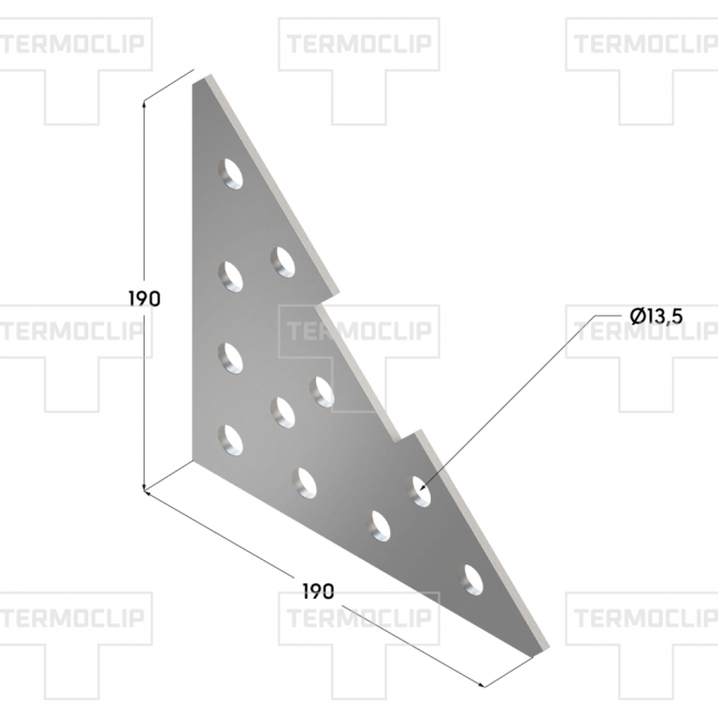 Пластина соединительная треугольная /190х190/ х 260 х 4,0 мм